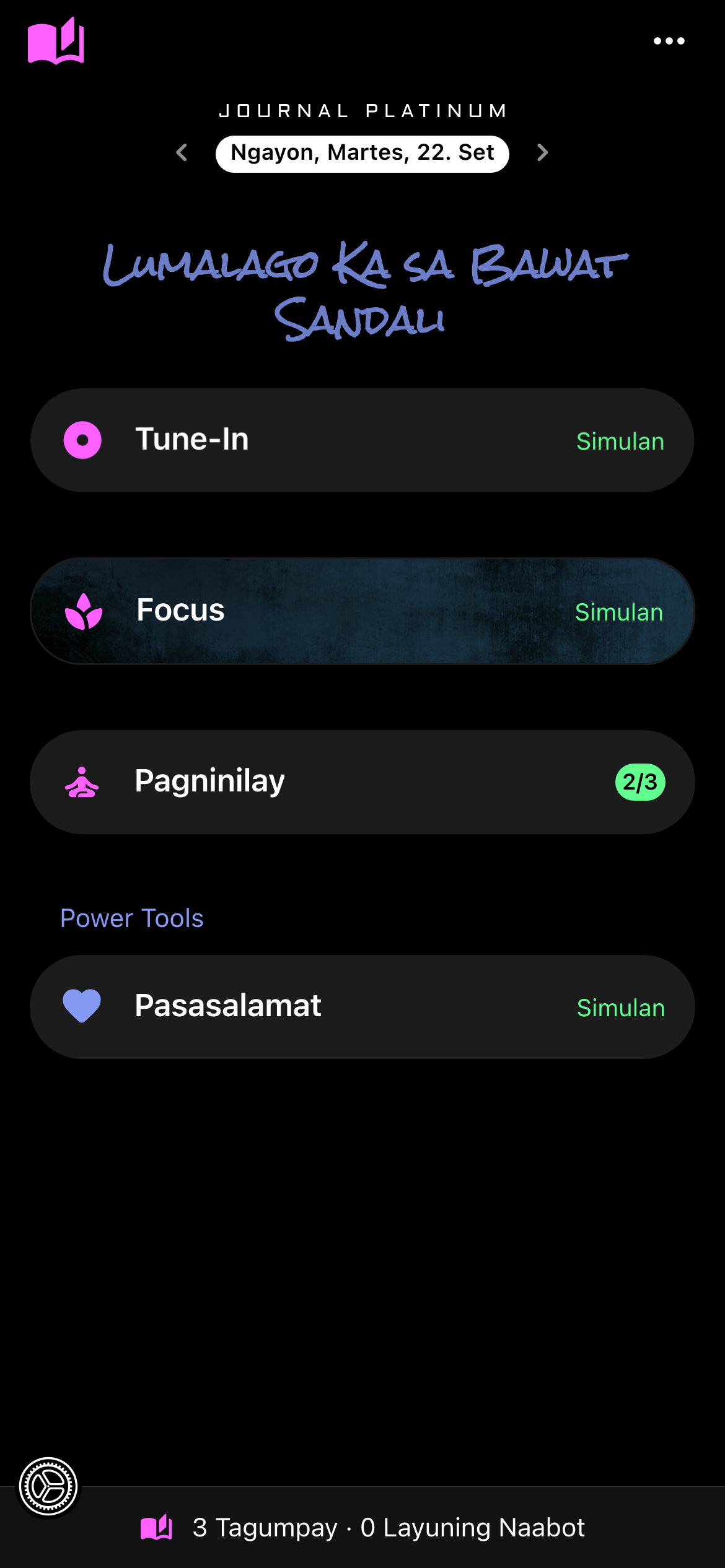Journal Platinum, ang gabing pagninilay ng isang gumagamit