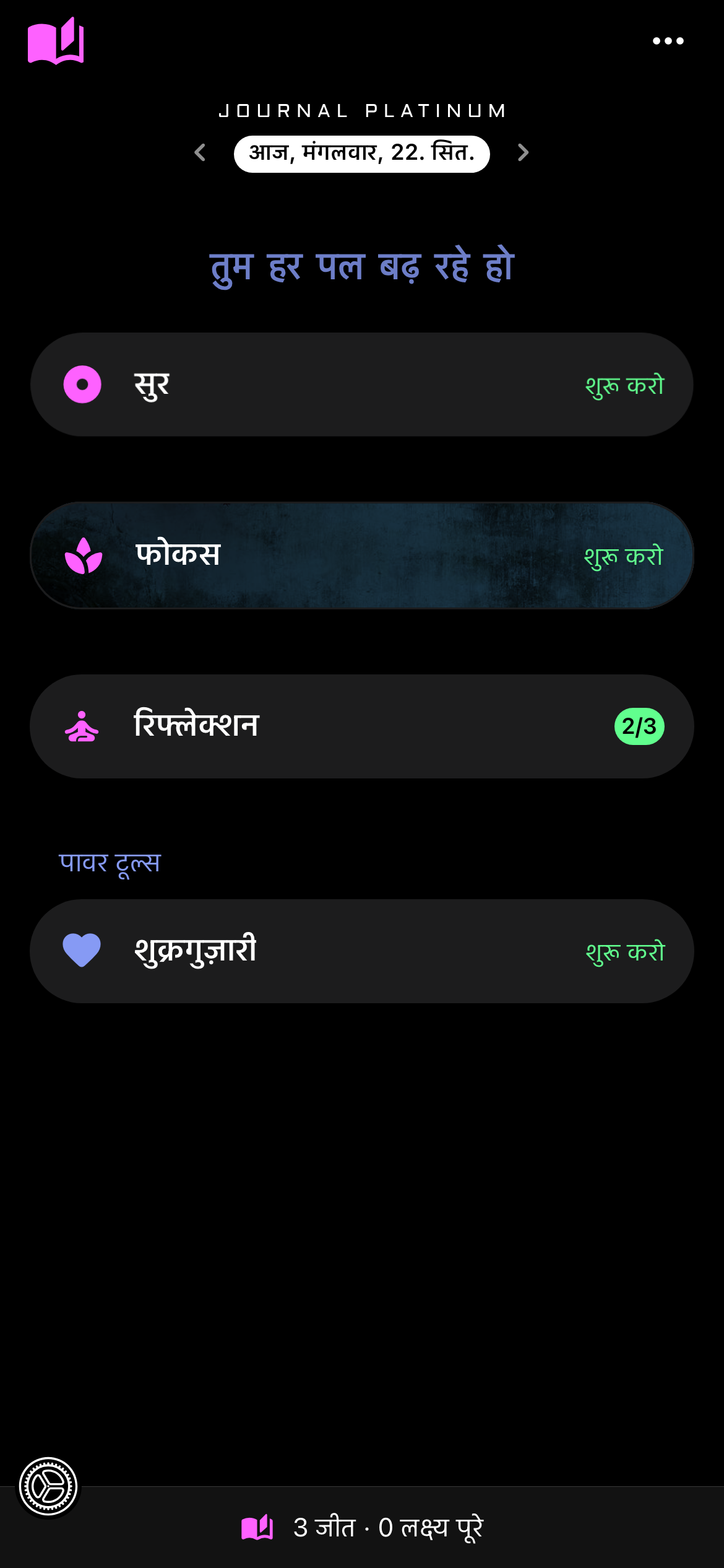 Journal Platinum में एक उपयोगकर्ता का शाम का चिंतन