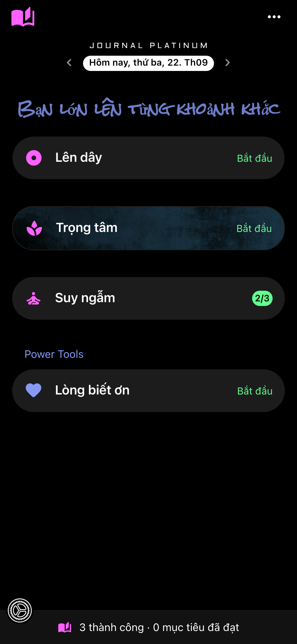 Journal Platinum, buổi suy ngẫm buổi tối của một người dùng
